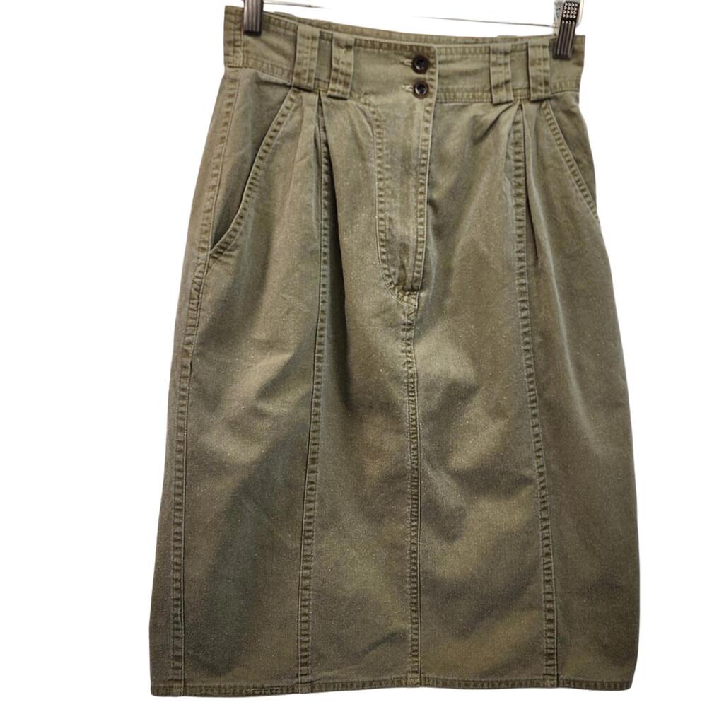 Chaus x Land Rover. Vintage, Cotton, Green Pencil Skirt. Size: 6